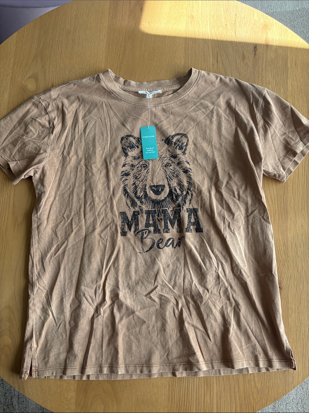 NWT Maurices Brown Graphic Tee with Bear Illustration
